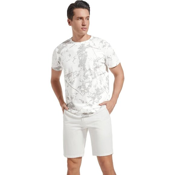 Men White Hipster Hip Hop Short Sleeve Print T Shirt Casual Summer Top - Picture 5 of 9